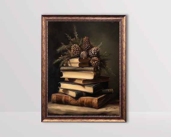 Vintage Books Dark Academia Winter Still Life Art Print
