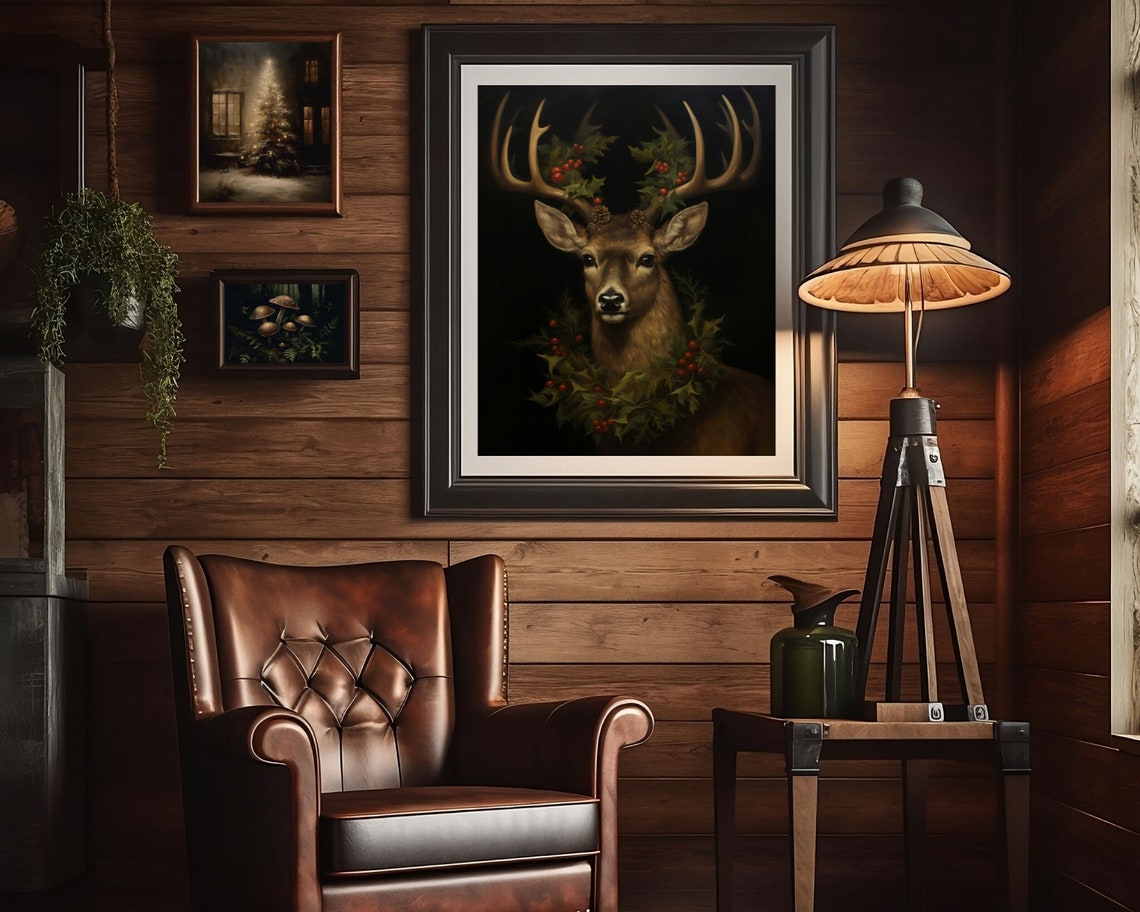 Christmas Reindeer, Vintage Gothic Holiday Art Print - Image 3