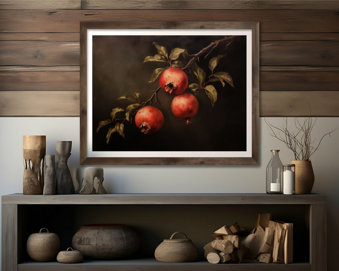 Pomegranates Vintage Still Life Art Print, Rustic Farmhouse - Image 4