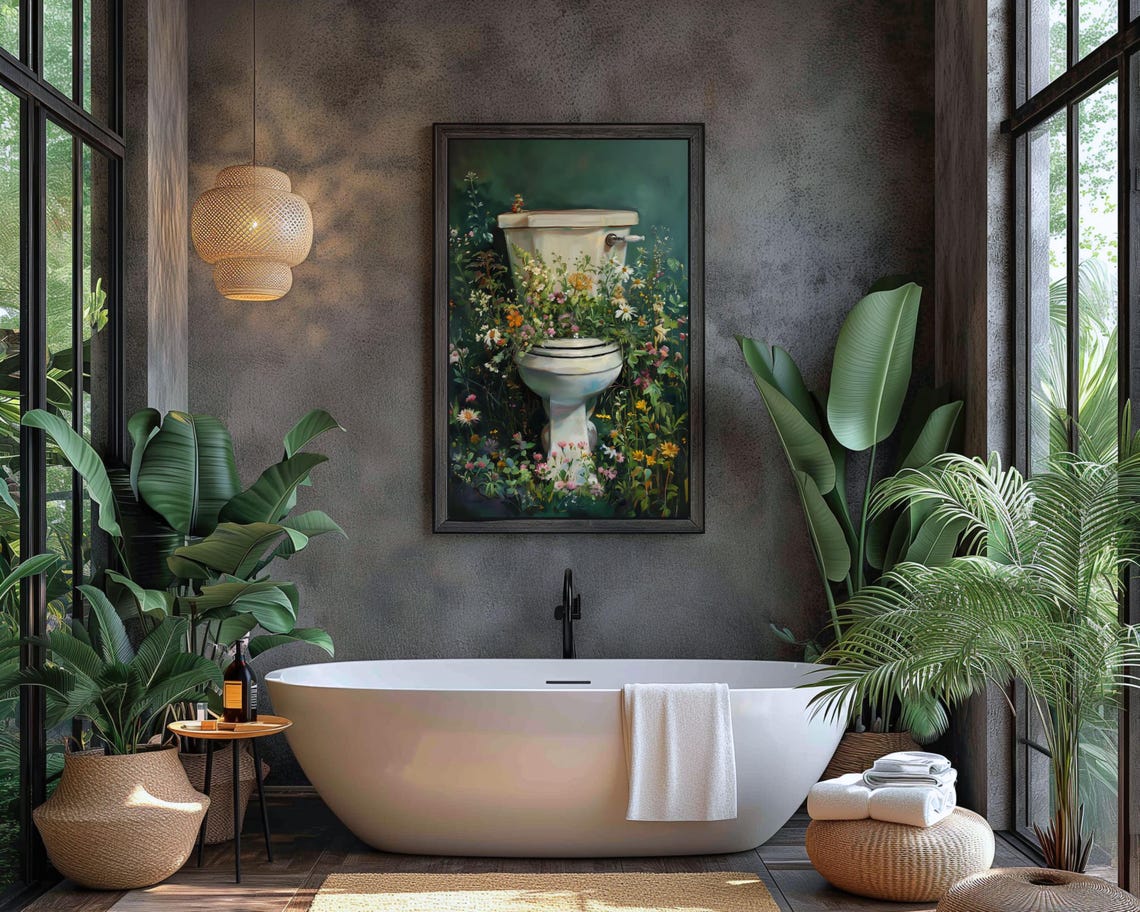 Botanical Toilet, Vintage Bathroom Floral Art Print - Image 3