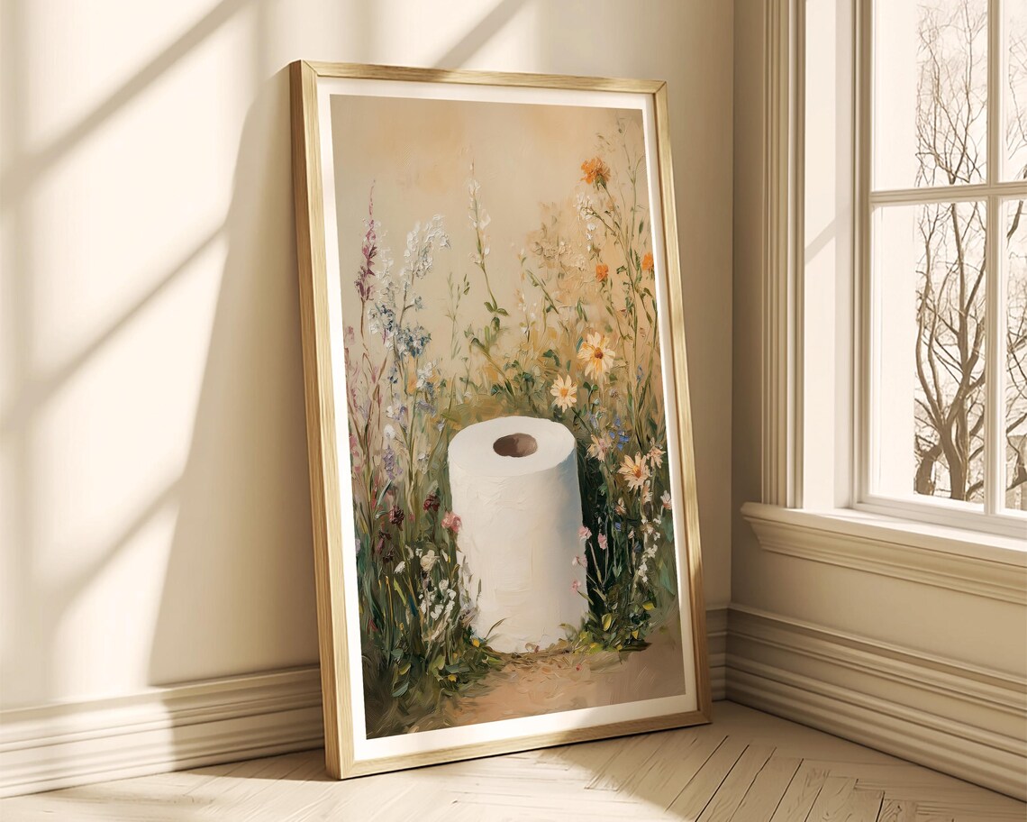 Toilet Paper Bathroom Art Print, Farmhouse Neutral - Image 3