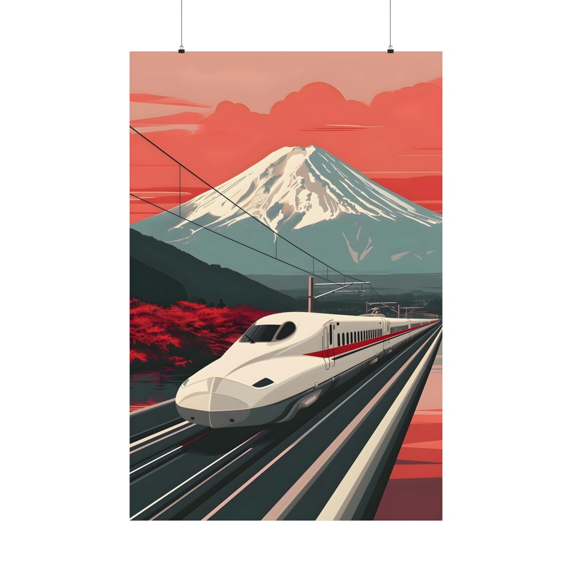 Shinkansen Poster 3, Japandi Japan Travel Poster