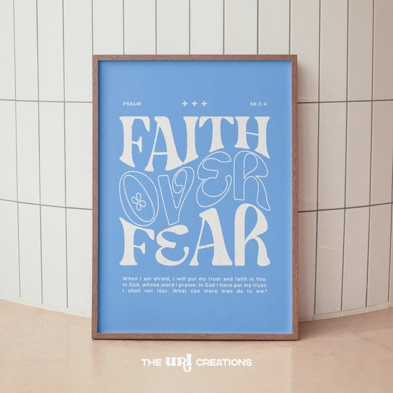 Faith Over Fear Bible Verse Quote Art Print