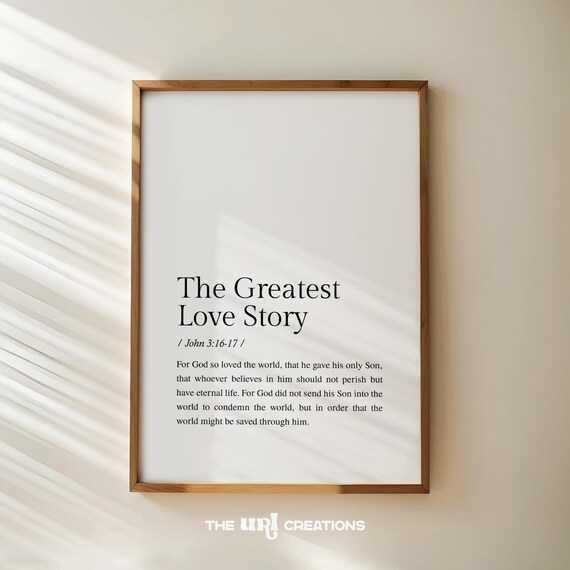 John 316 Bible Verse Wall Art Minimalist Christian Love Quote Prints Scripture Poster Print Simple Home Decor