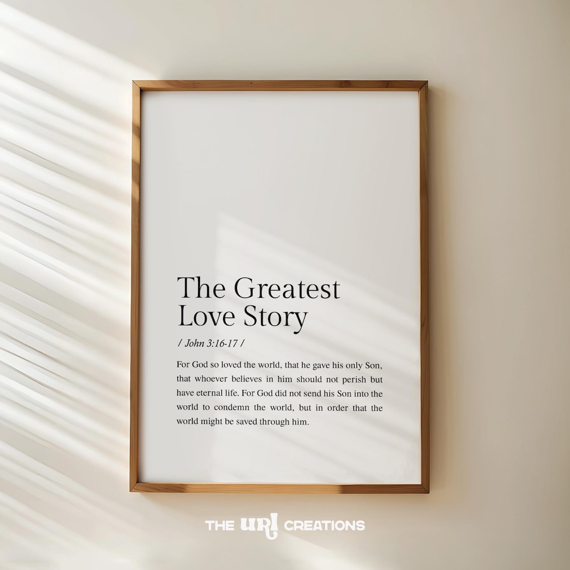 The Greatest Love Story John 3:16-17 Minimalist White Poster