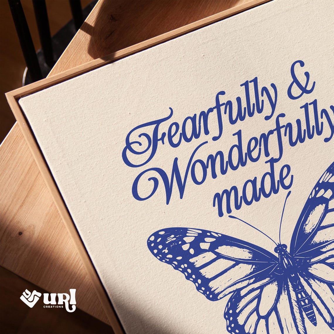 Blue Christian Wall Art Fearfully And Wonderfully Made Print Trendy Wall Art Bible Verse Poster Retro Scripture Print Y2k Decor - Image 4