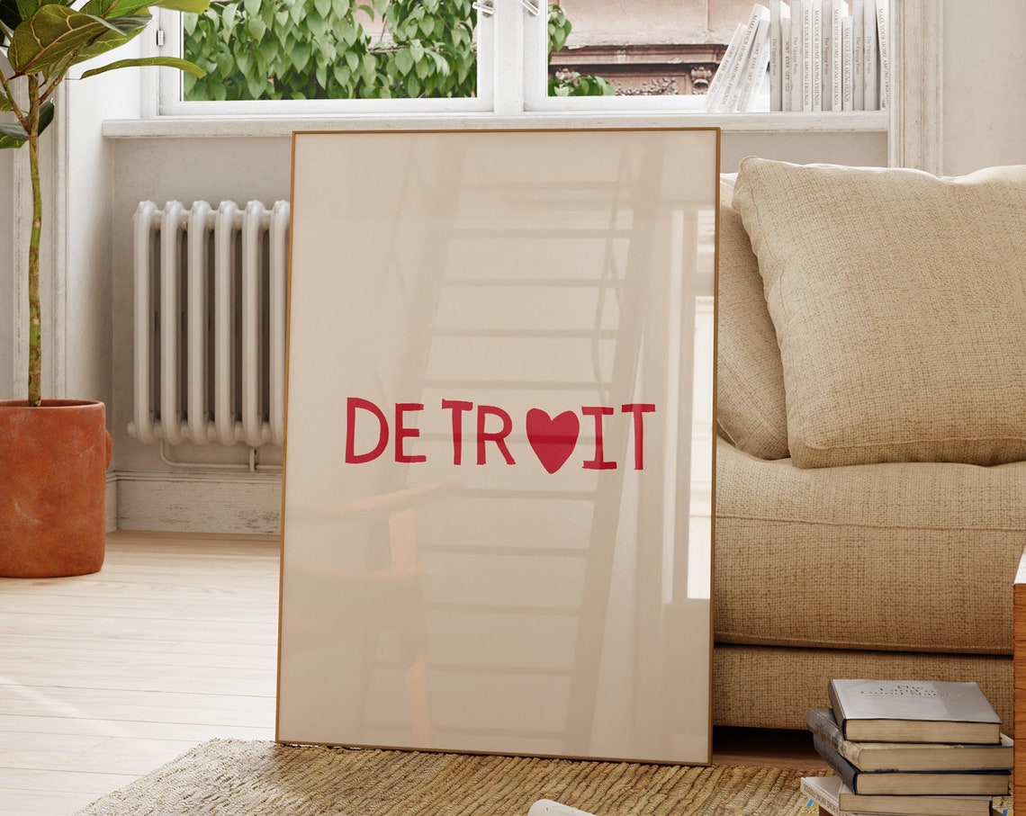 Detroit Michigan Heart Love Cute Minimalist City Pride Poster