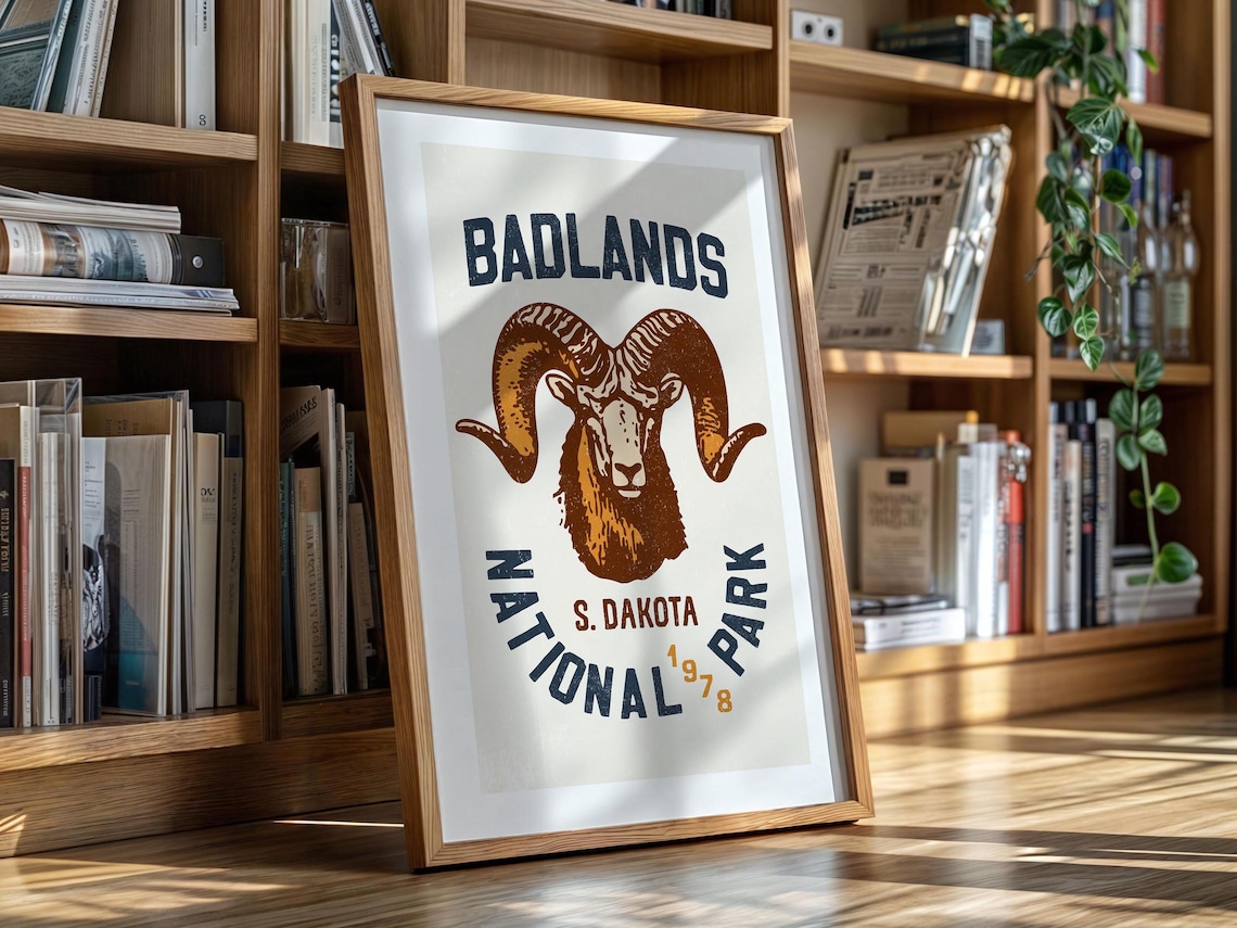 South Dakota Retro Badlands Travel Poster - Image 2