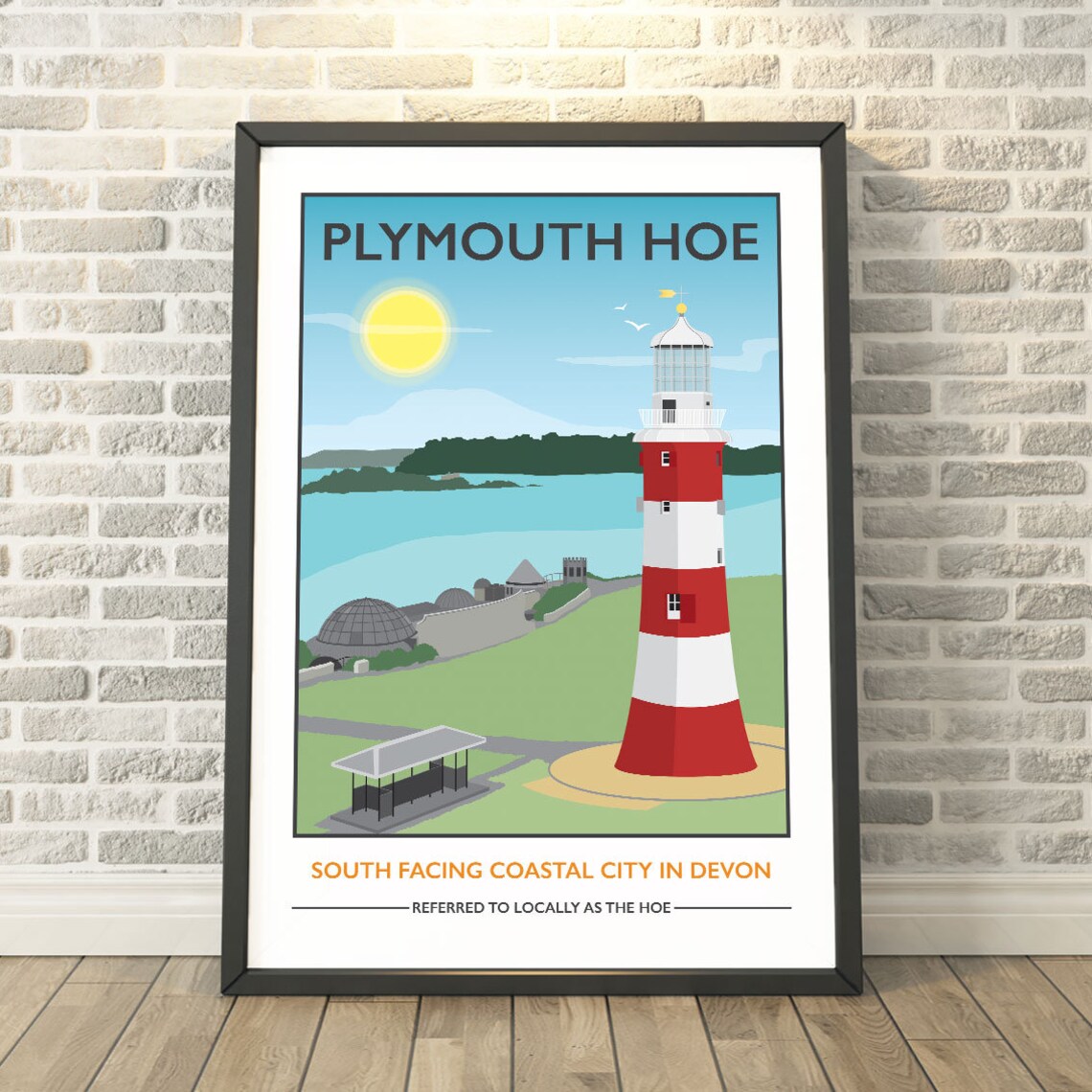 Plymouth Hoe Devon Travel Poster, Memory Print