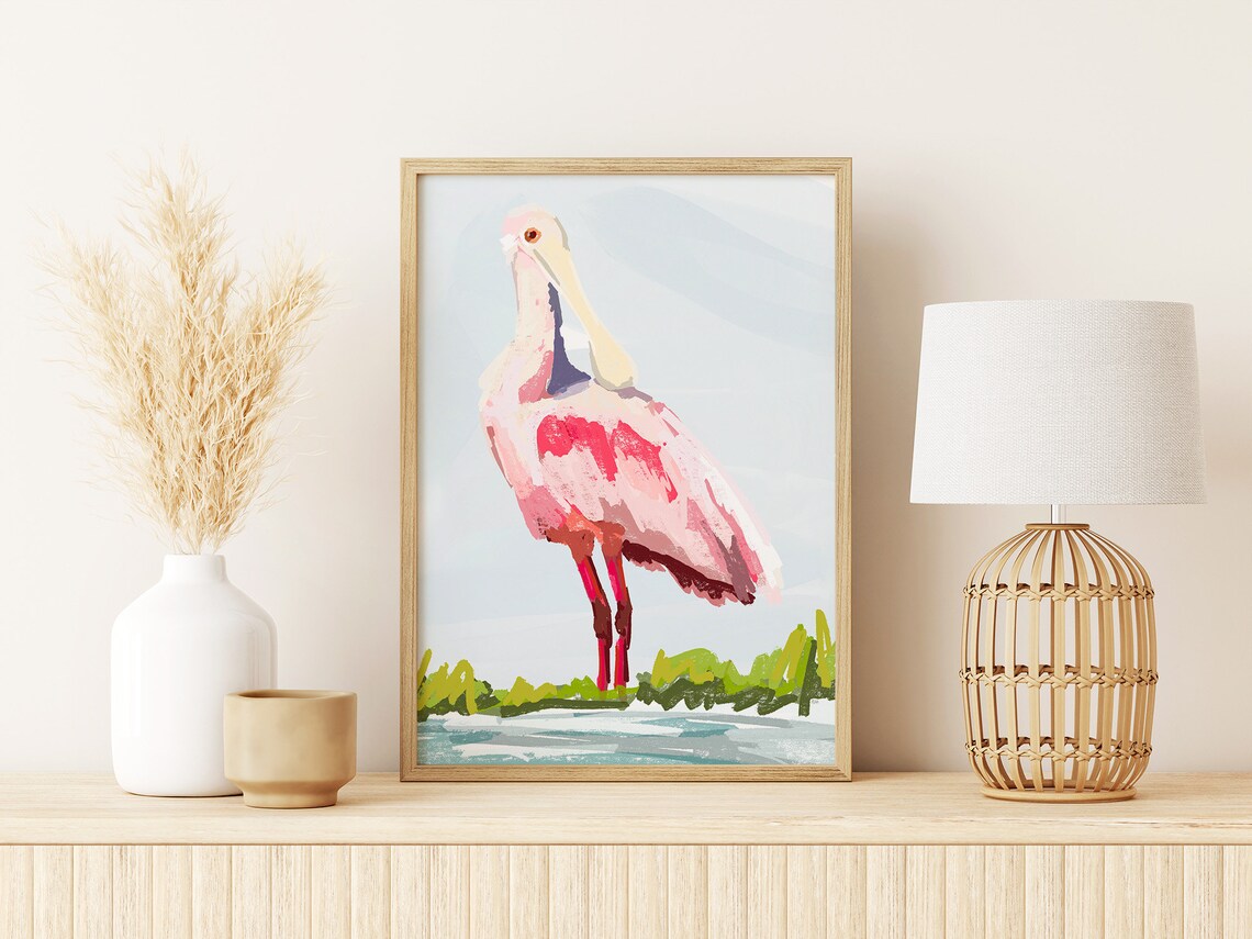 Roseate Spoonbill Art Print, Coastal Decor - Image 2