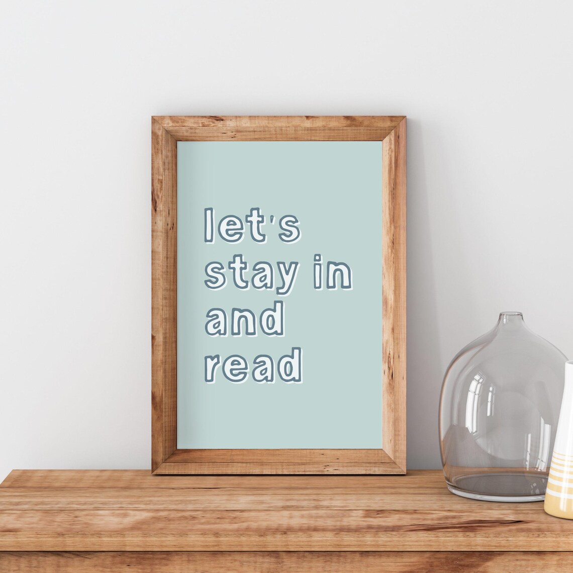 Lets Stay In and Read Tonight Minimalist Bookish Quote Wall Art - Image 2