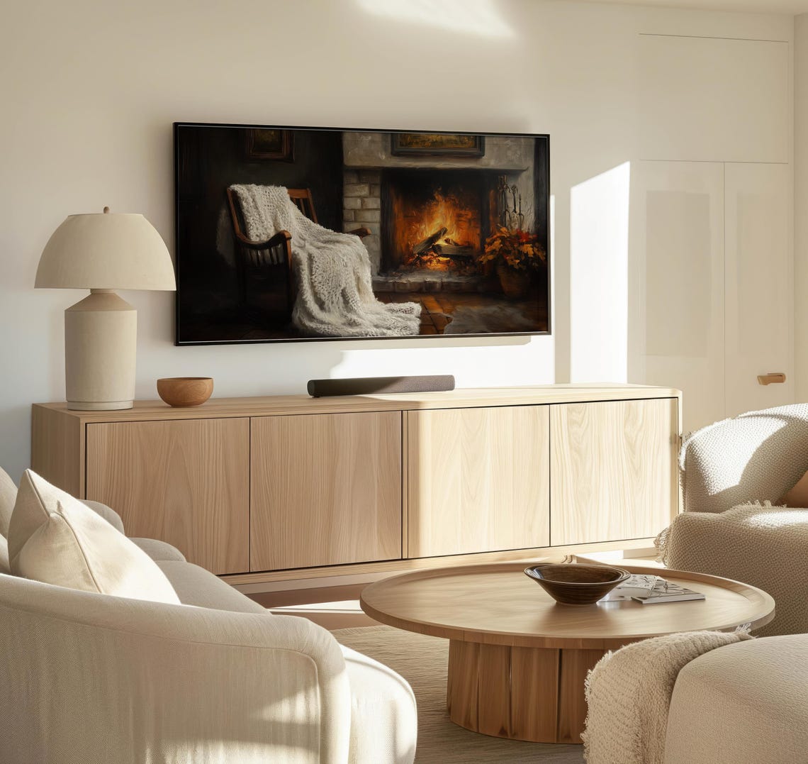 Frame Tv Rustic Fall Fireplace Art Art For Frame Tvs Cozy Winter Tv Art Vintage Scene Tv Art Paletta Prints - Image 3