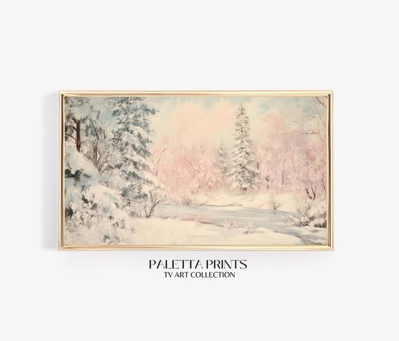 Snowy Forest, Pastel Winter Christmas Art Print
