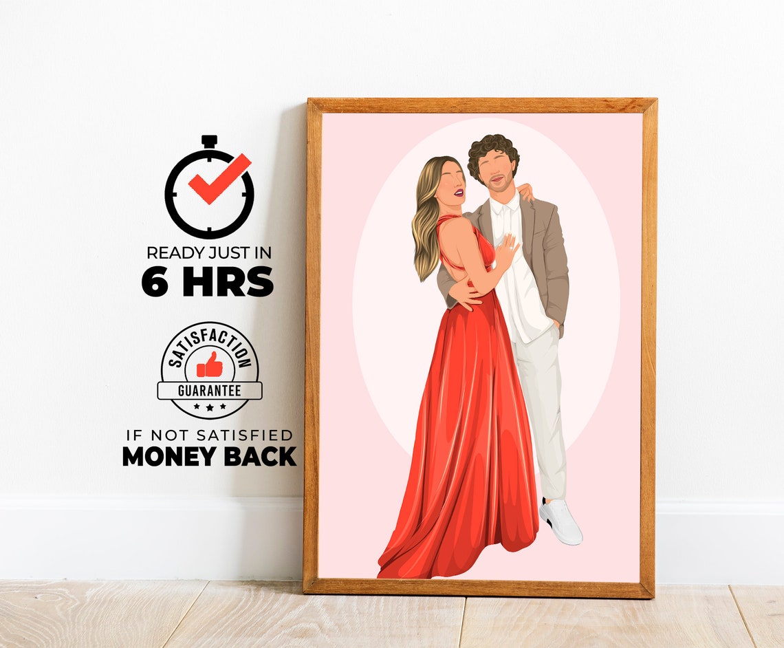 Custom Faceless Couple Engagement Gift