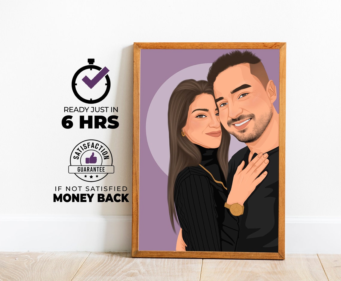 Romantic Couple Dressed in Black on Purple Circle Portrait Poster