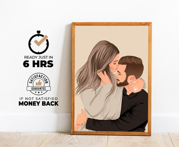 Personalized Portrait From Engagement Photo Custom Gift For Him Gift For Her Faceless Portrait Drawing From Photo