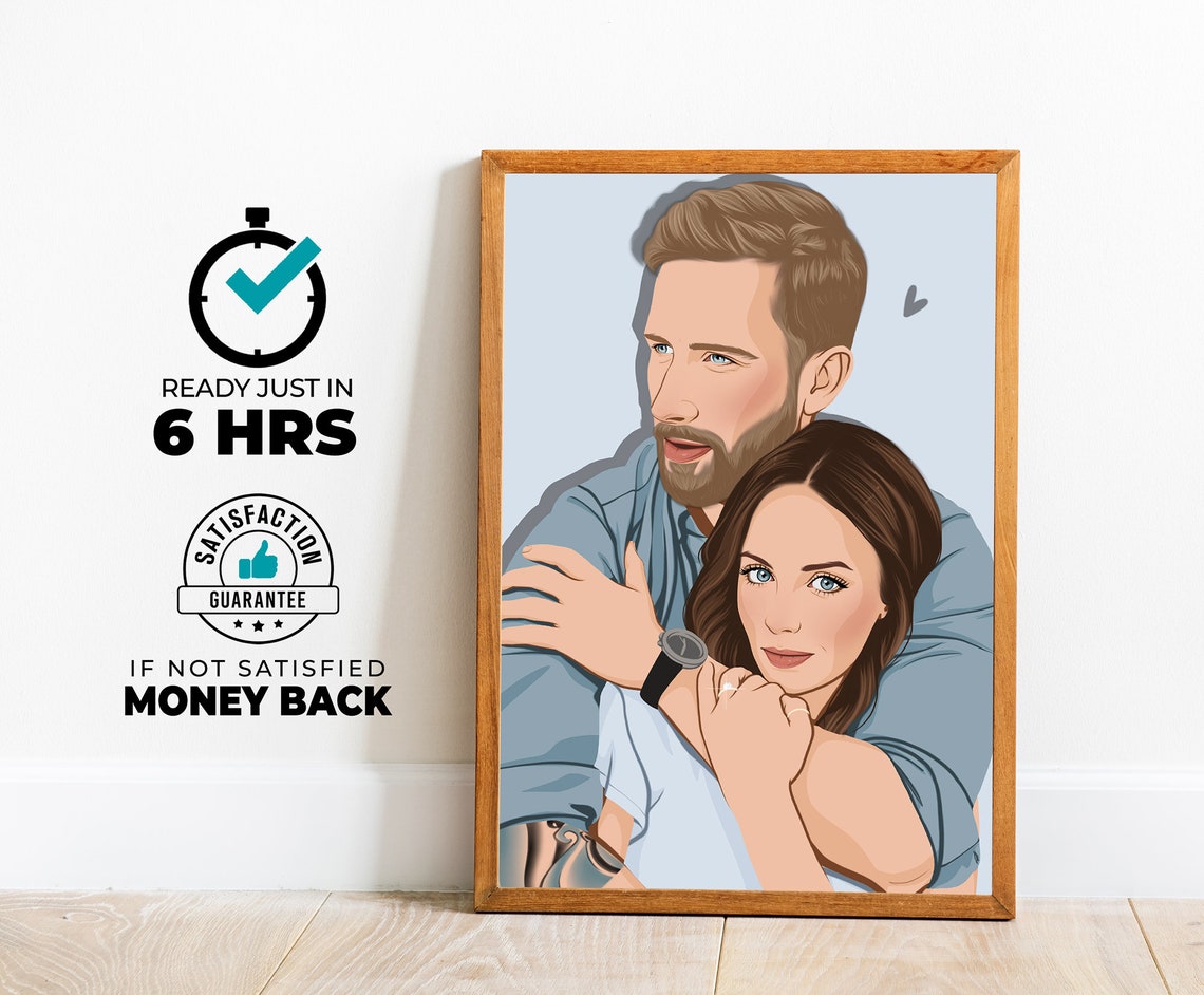 Custom Couple Portrait Gift For Her Faceless Portrait Personalized Custom Portrait Gift For Girlfriend Engagement Gift