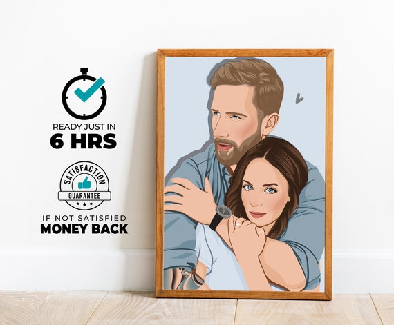 Custom Couple Portrait Gift For Her Faceless Portrait Personalized Custom Portrait Gift For Girlfriend Engagement Gift