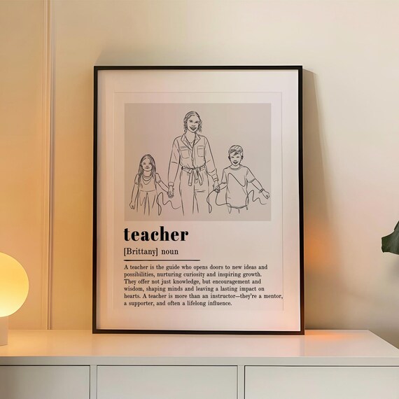 Custom Teacher Definition Line Art Back To School Appreciation Minimalist Classroom Decor Educator Retirement Thank You Graduation Gift