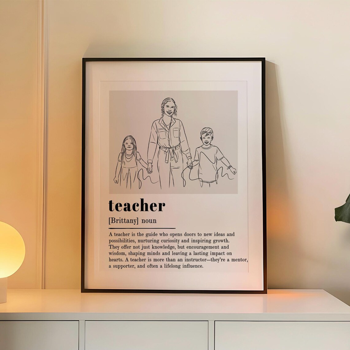 Custom Teacher Definition Line Art Back To School Appreciation Minimalist Classroom Decor Educator Retirement Thank You Graduation Gift