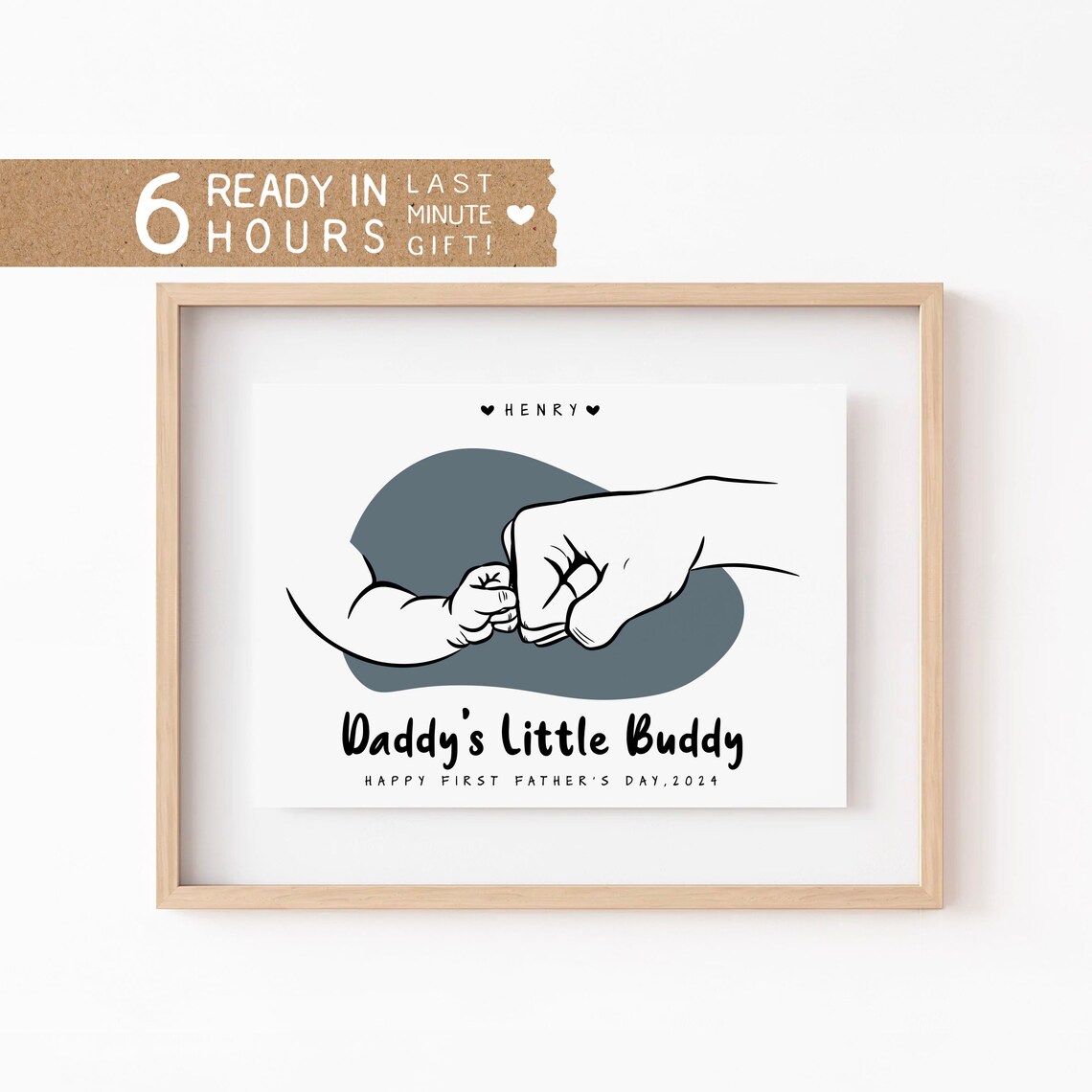 Daddys Little Buddy Dad and Baby Fist Bump First Fathers Day Poster