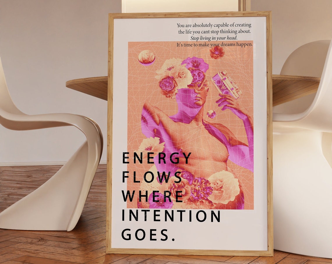 Affirmation Aura Print 70s Retro Psychedelic Wall Art