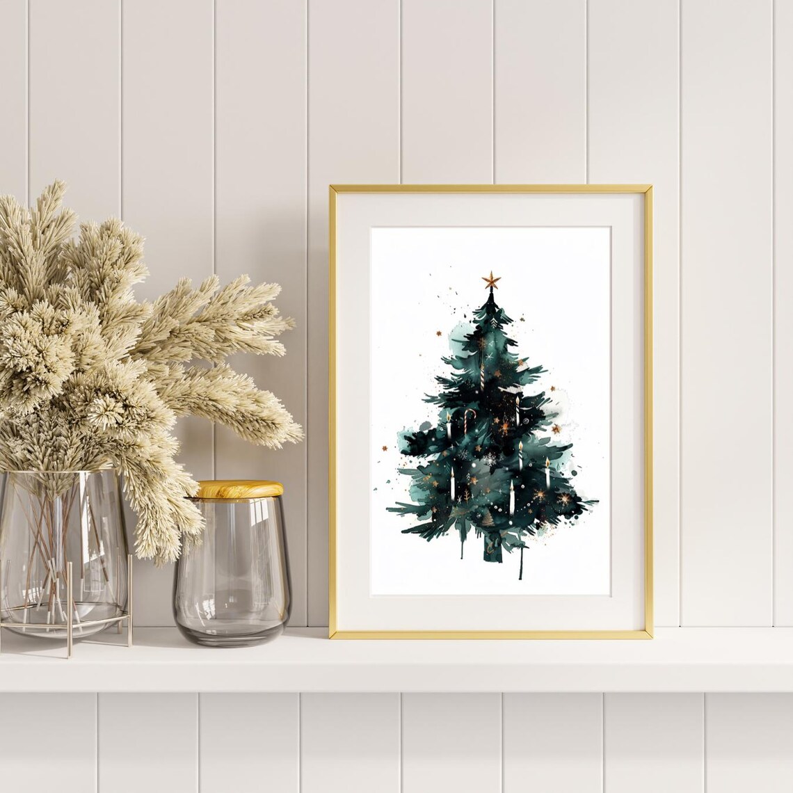 Christmas Tree With Candles Poster, Holiday Decor - Image 3