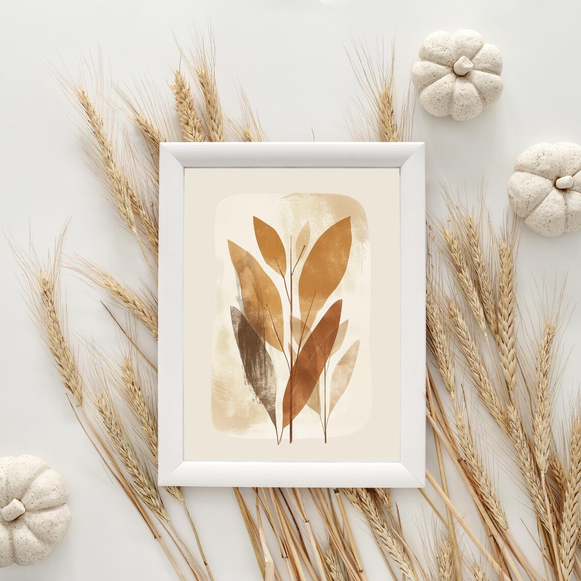 Beige And Terracotta Leaves Abstract Botanical Minimal Poster - Image 4