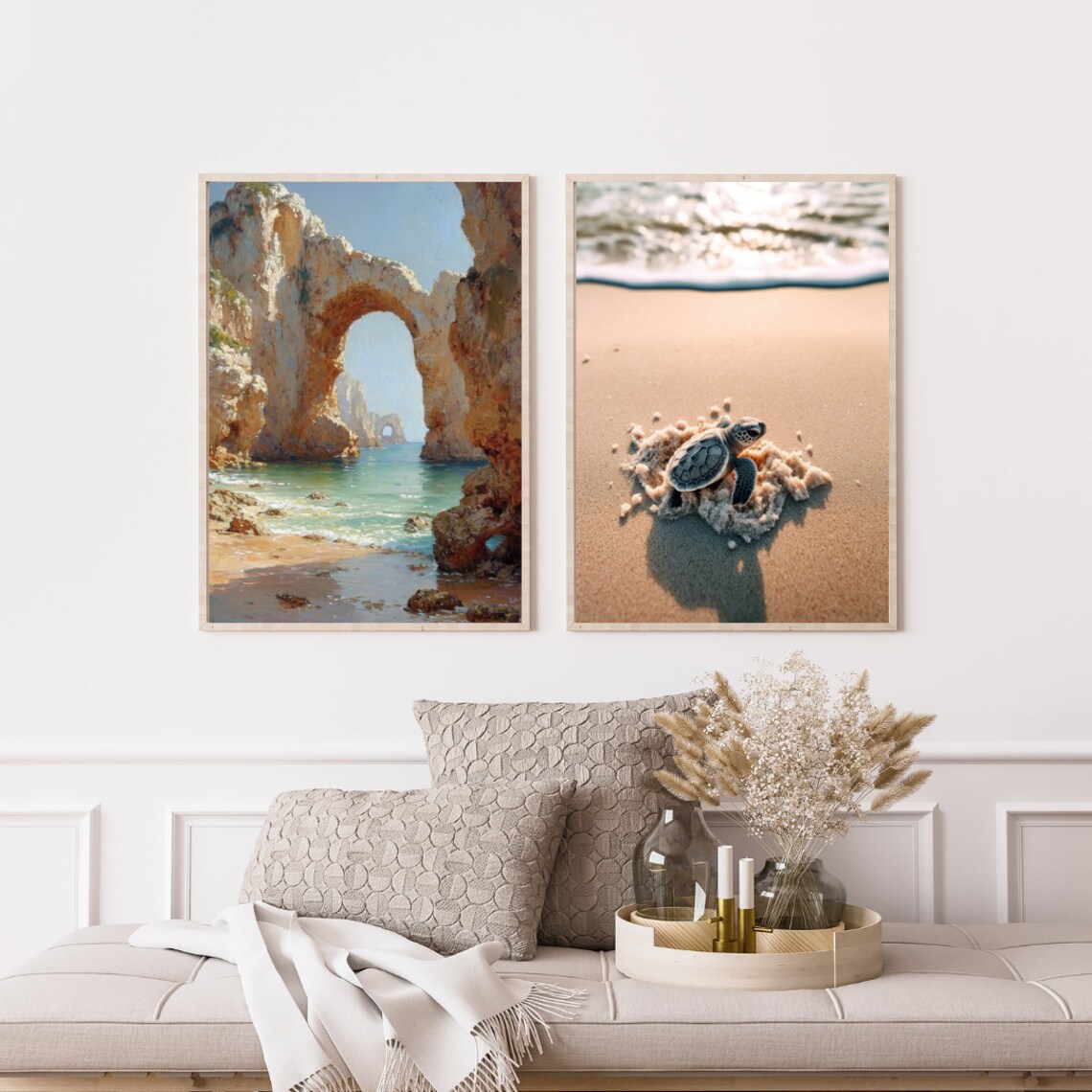 Sea Arch Rocky Coast Turquoise Water Oil Painting Style Coastal Poster - Image 3