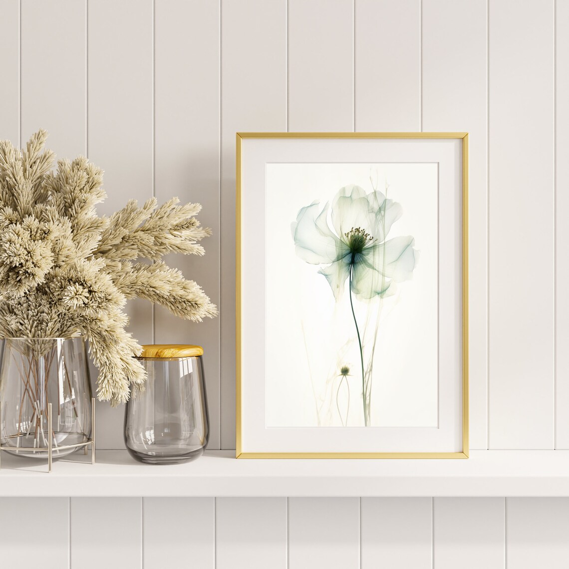 Ethereal White Flower Transparent Petals Soft Botanical Wall Art - Image 4
