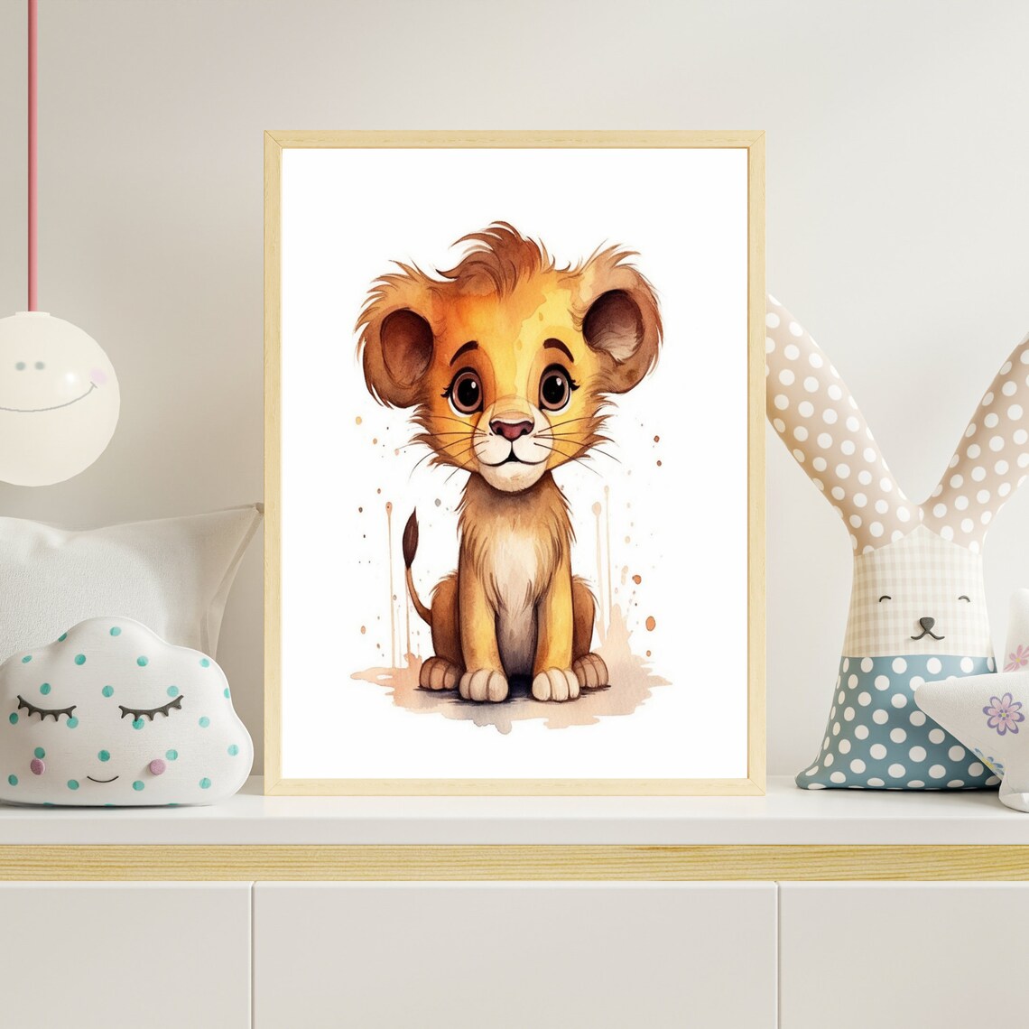 Sweet Baby Lion Cub Watercolor Safari Theme Nursery Art Poster - Image 4