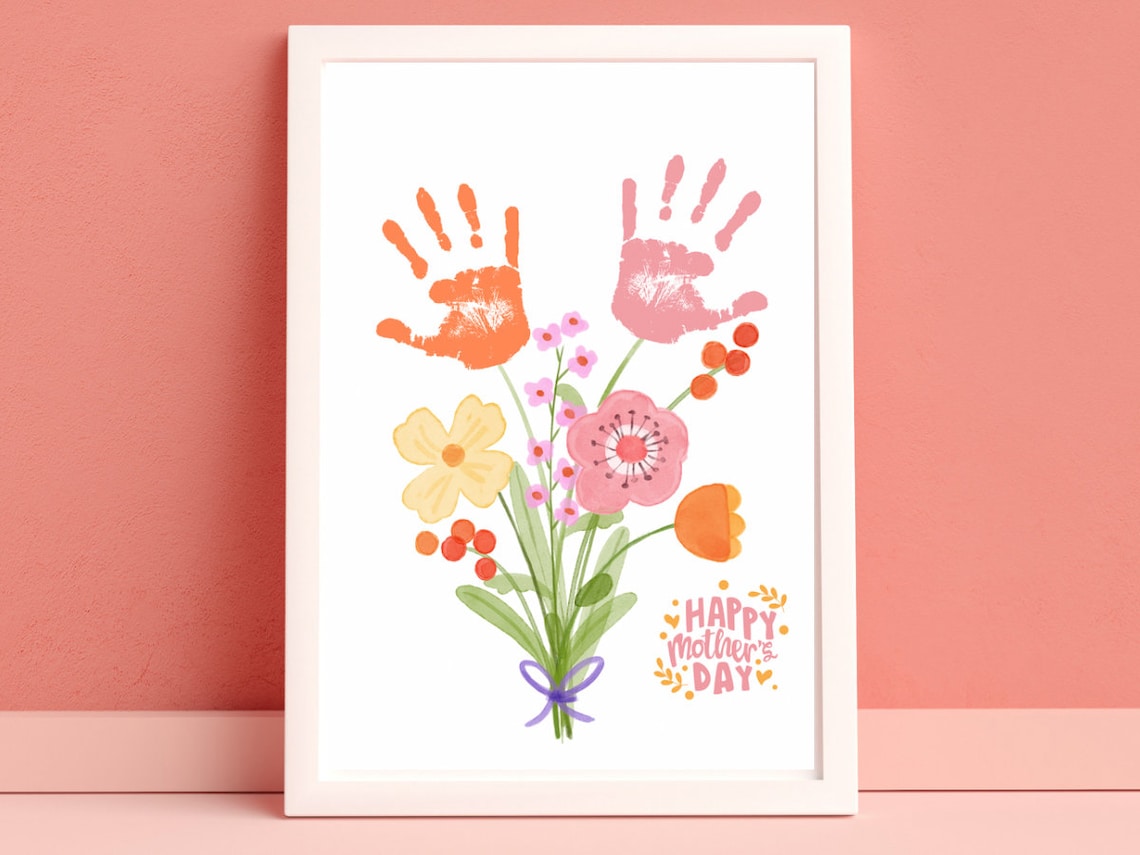 Mother's Day Flower Handprint Art, Floral Poster - Image 5
