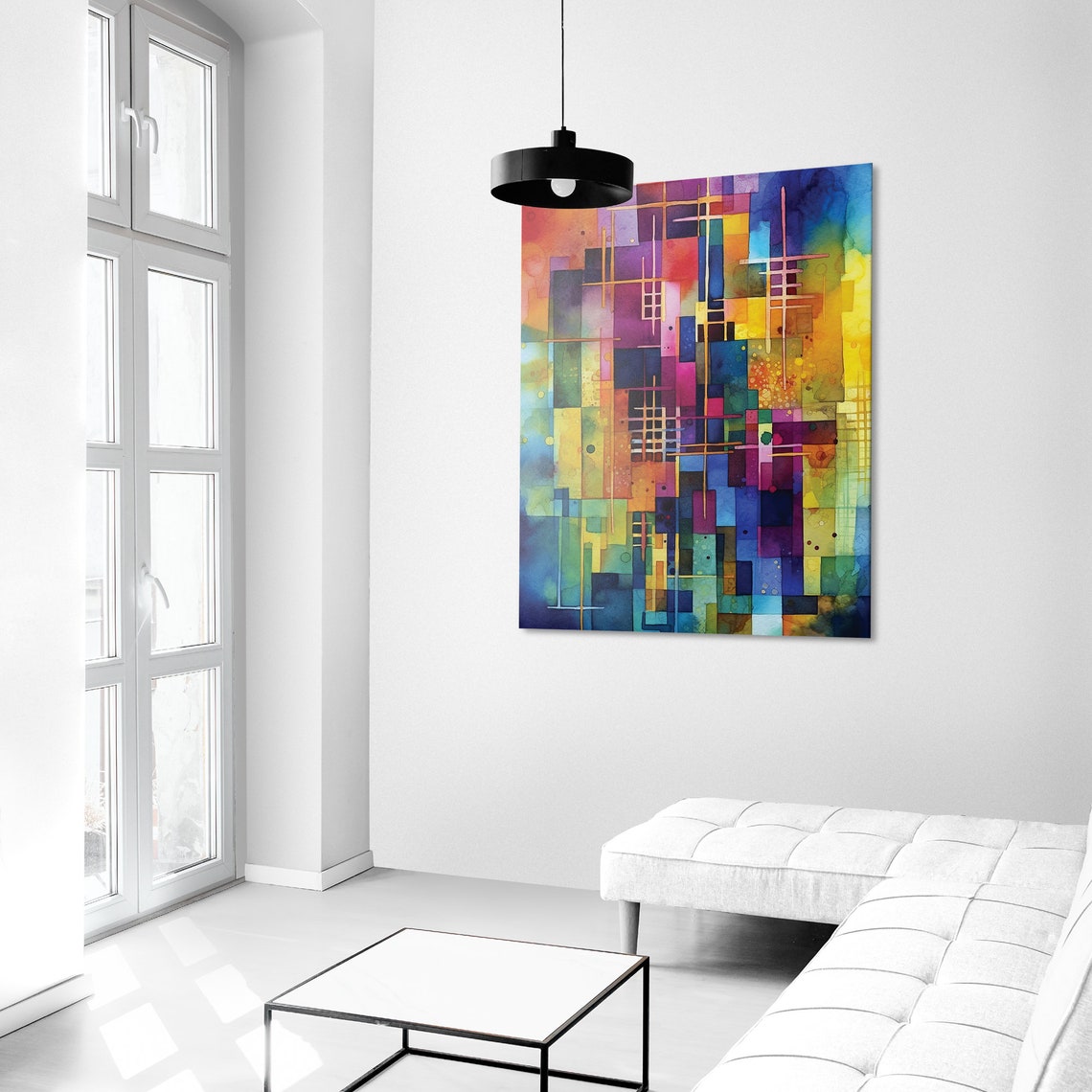 Gallery Geometric Expressionist Abstract Art Modern Art Wall Decor Home Decor Wall Hanging Watercolor Colorful Designs