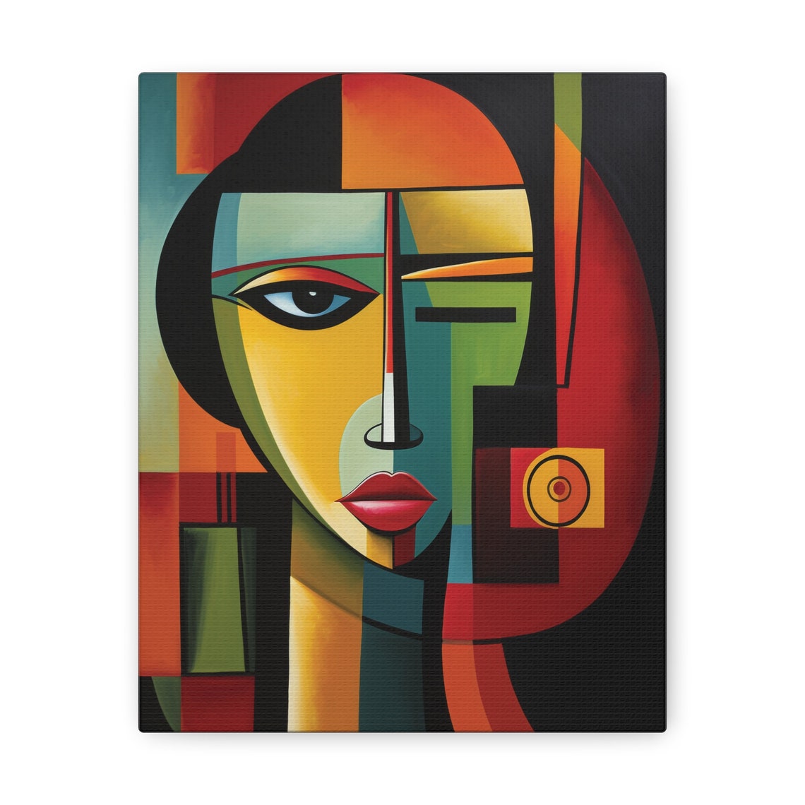 Vibrant Cubist Woman Portrait Geometric Abstract Expressionist Poster - Image 2