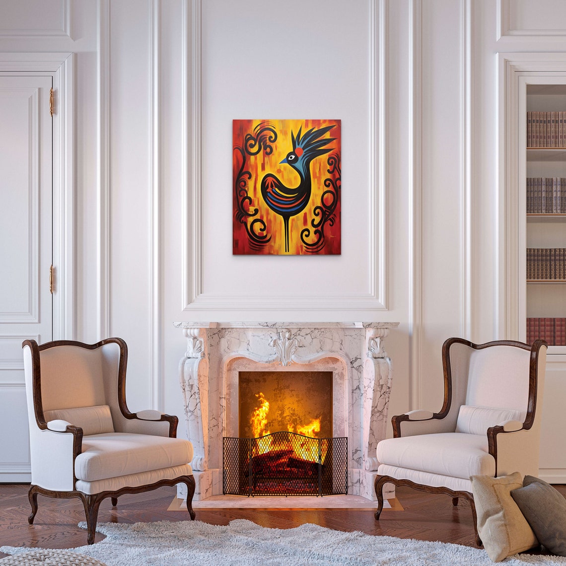 Sankofa Adinkra Bird Symbol On Fiery African Design Art Poster