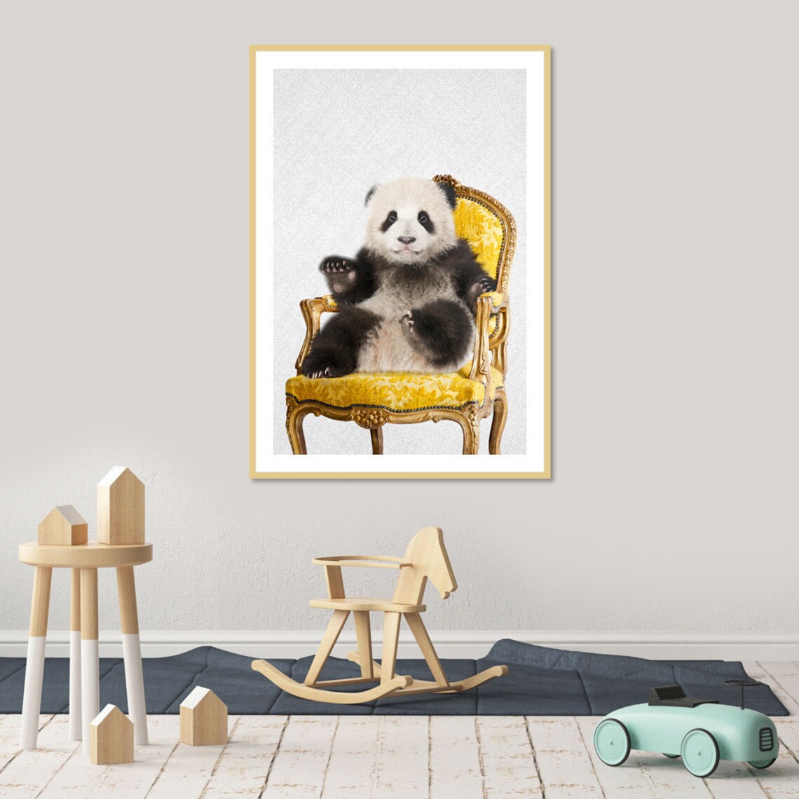 Baby Panda Sitting In Ornate Gold Chair Cute Animal Portrait Poster - Image 2