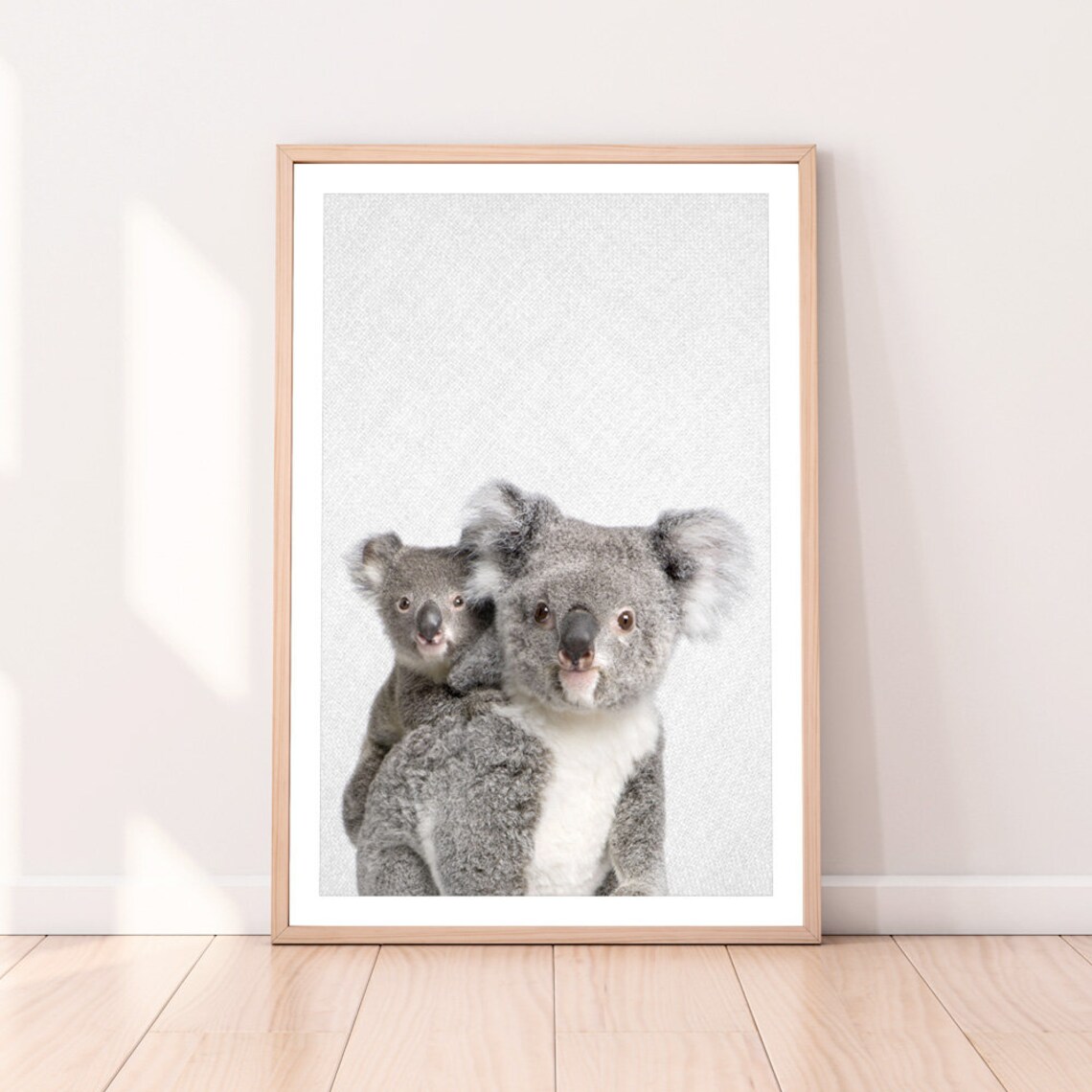 Koala Bear Print, Black and White Nursery Poster