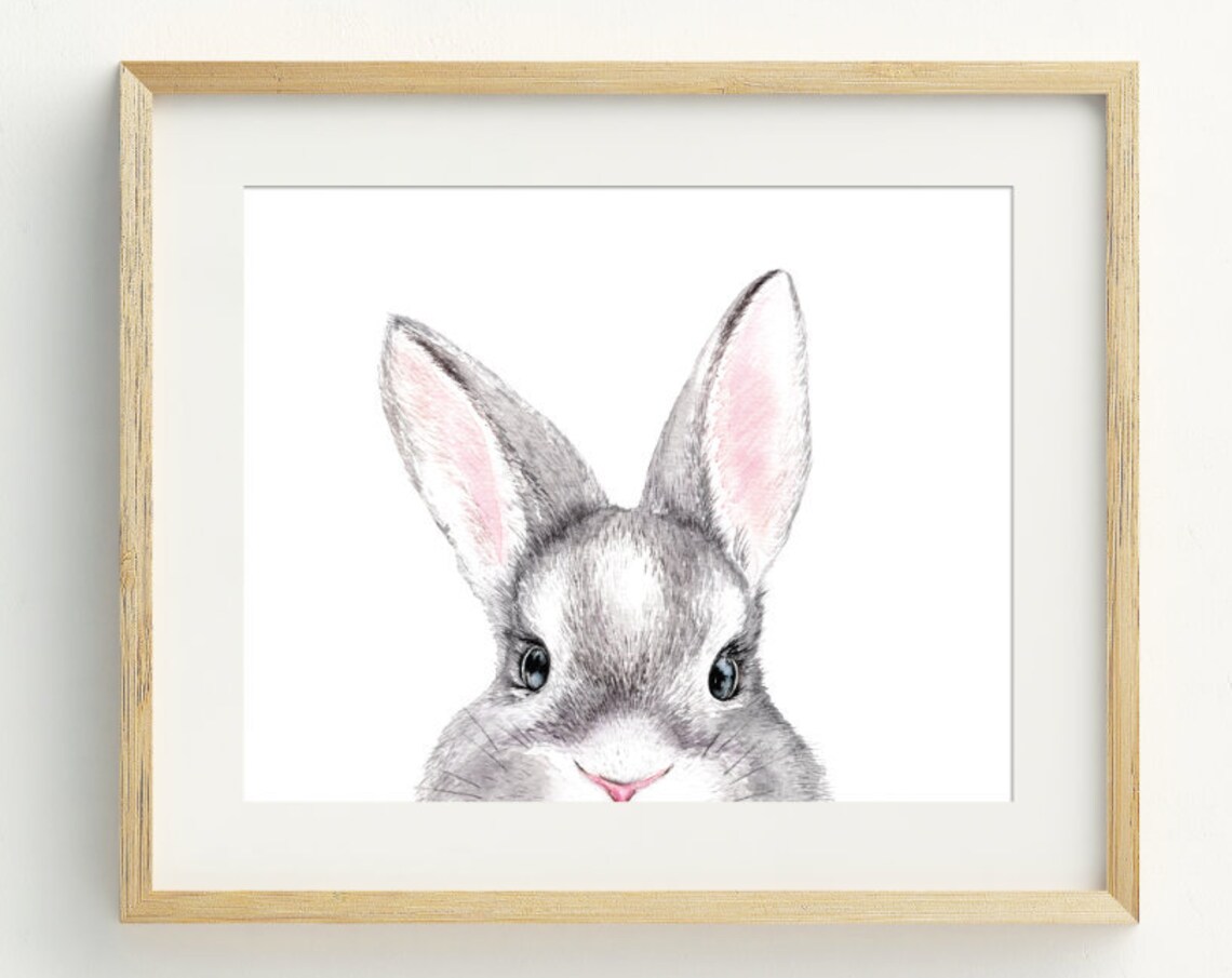 Rabbit Print, Bunny Nursery Wall Art Poster