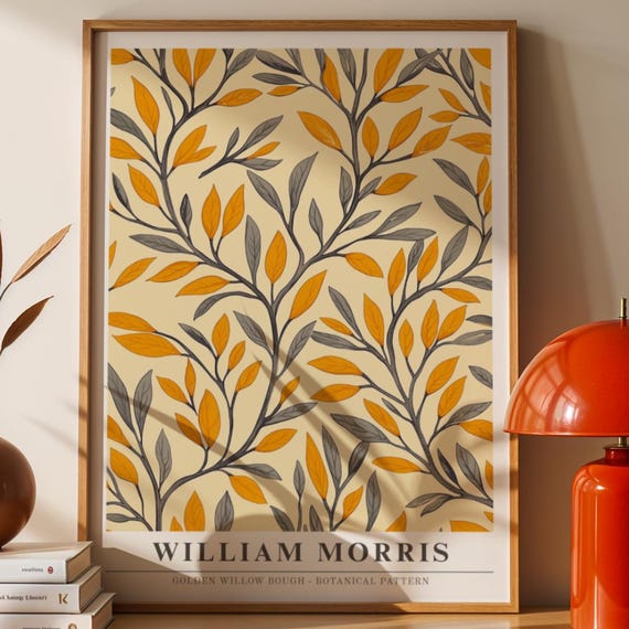 William Morris Print Golden Willow Bough Botanical Art 5x7 In Pdf Png