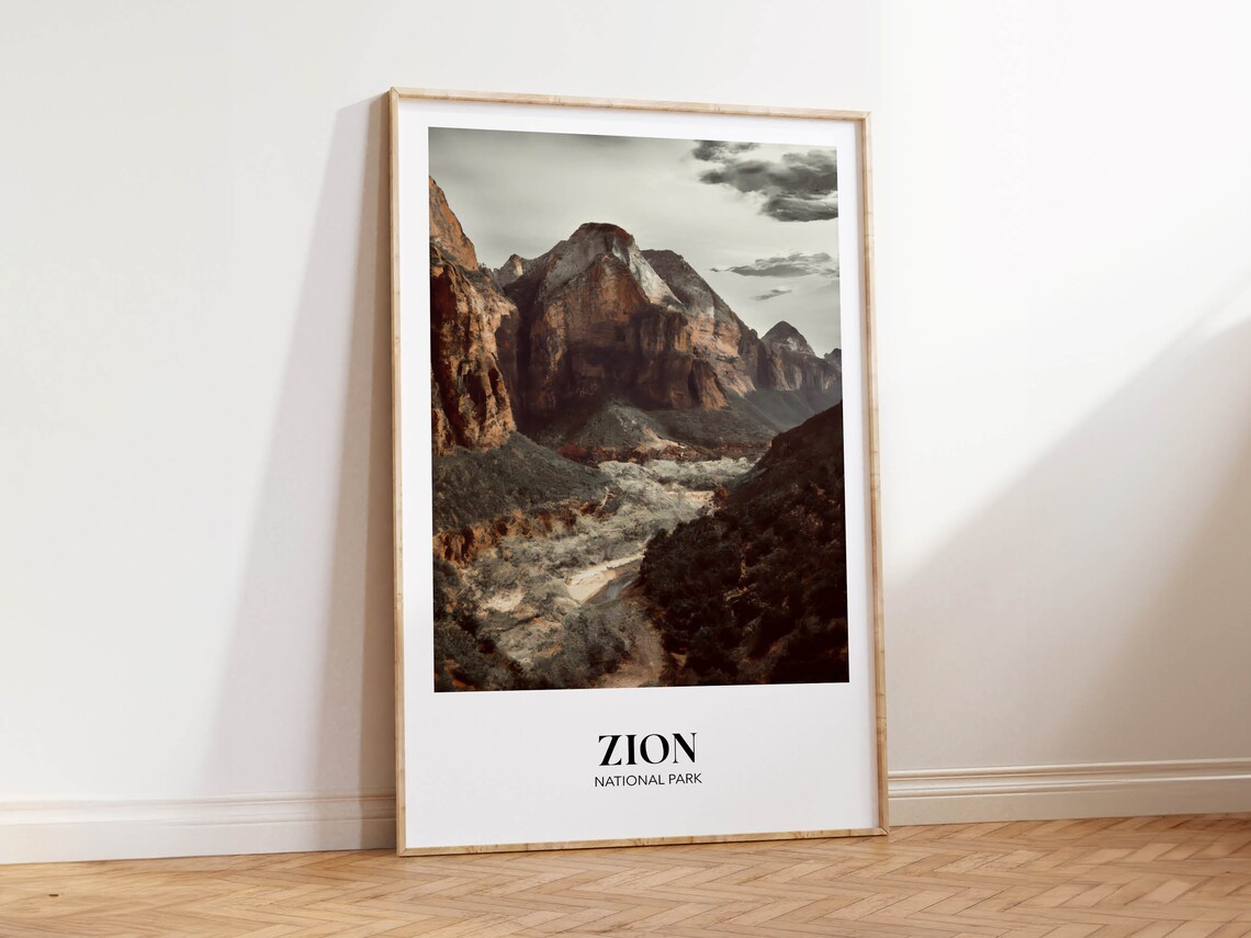Zion National Park Vintage Travel Poster, Rustic Decor