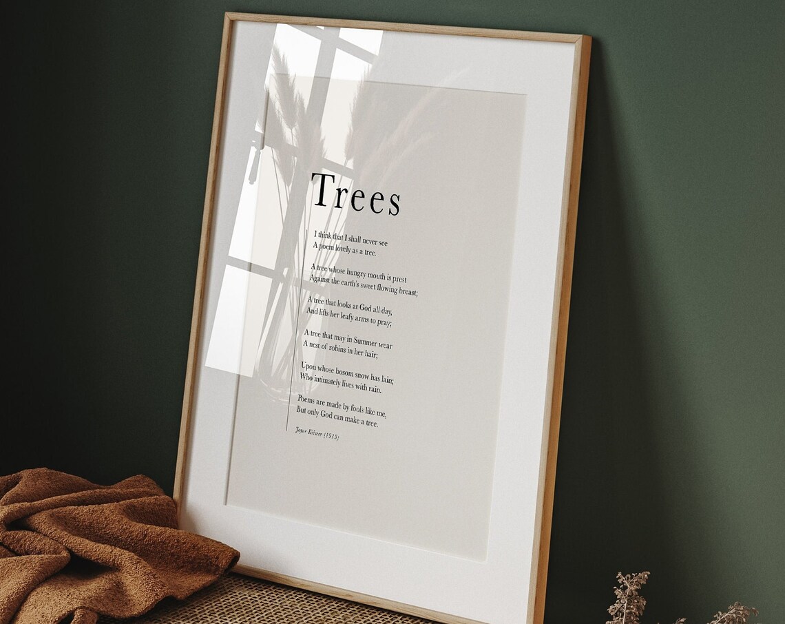 Joyce Kilmer Trees Poem Literary Art Print