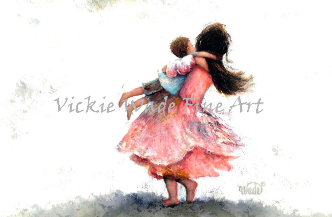 Big Sister Joyfully Twirling Her Little Brother Around Poster