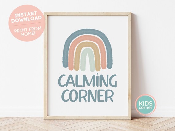 Calming Corner Rainbow Print, Dark Boho Classroom Art