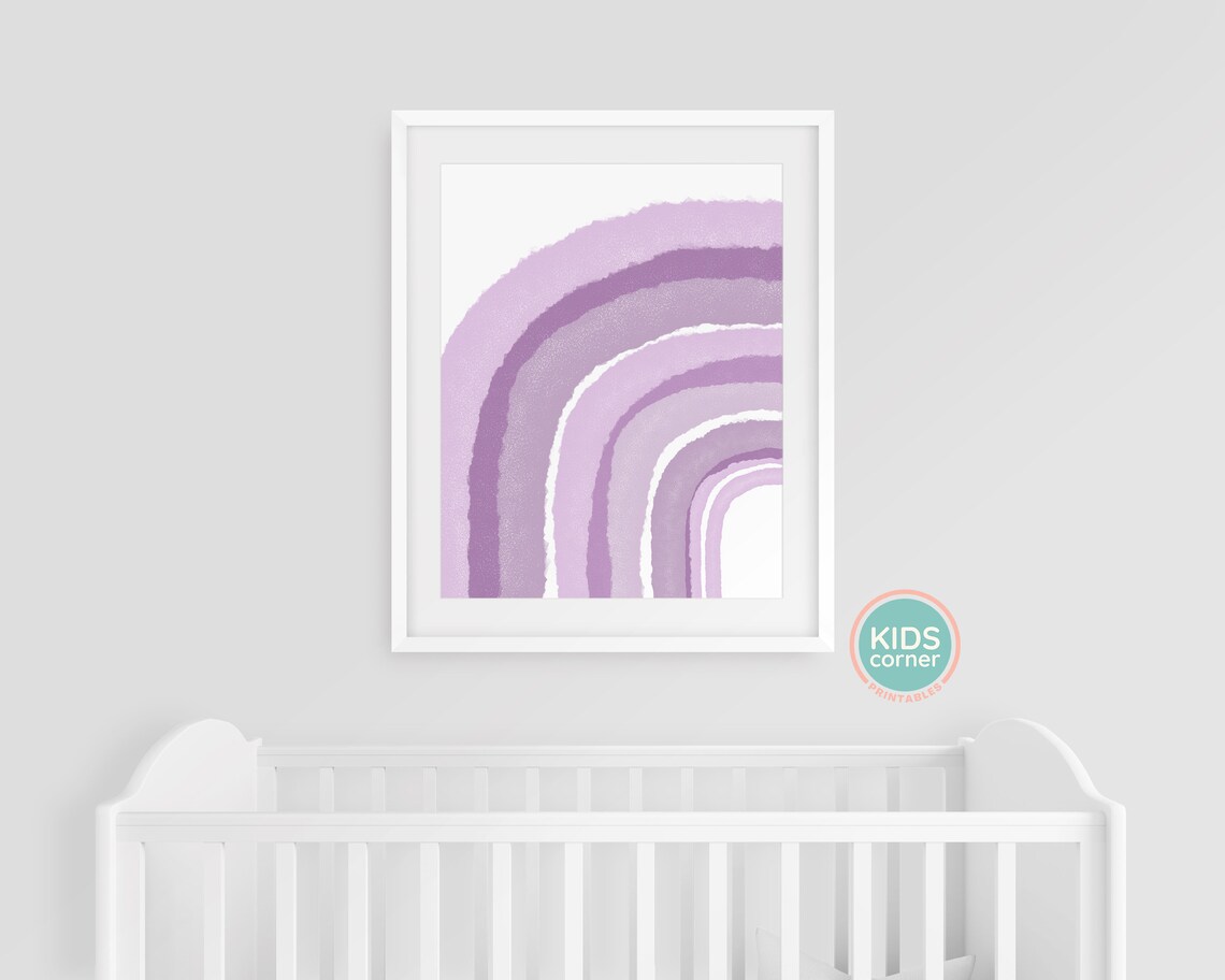 Soft Purple Rainbow Nursery Decor Art Print - Image 3