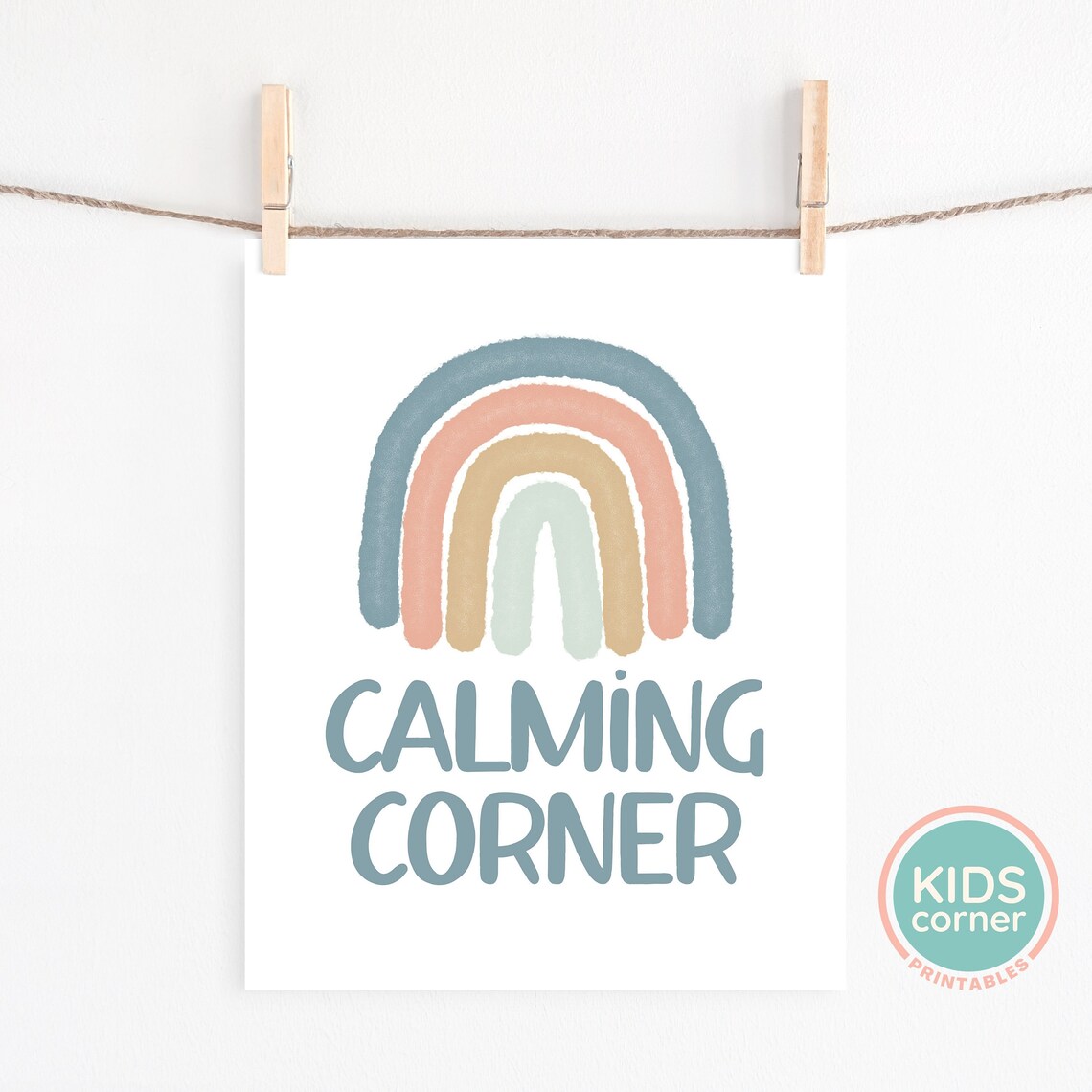 Calming Corner Rainbow Print, Dark Boho Classroom Art - Image 3