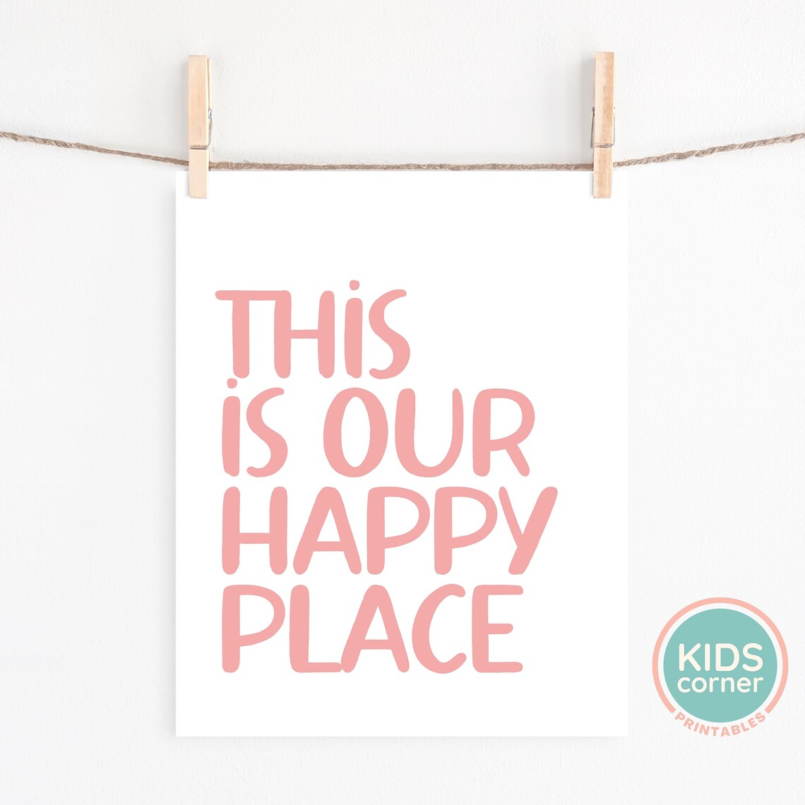 This Is Our Happy Place Pink Hand Lettered Family Home Quote Poster - Image 2