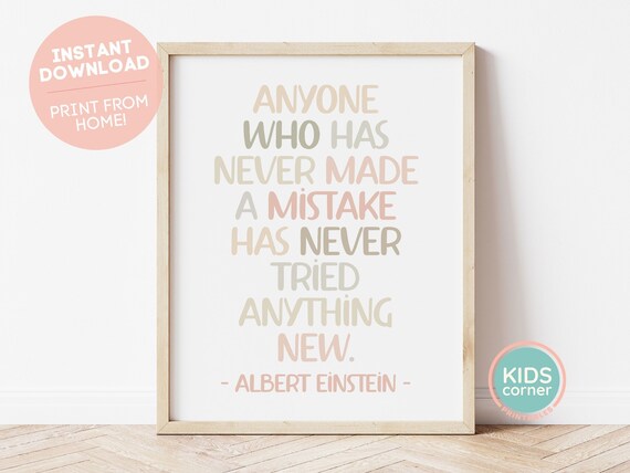 Albert Einstein Never Tried Anything New Earthy Pastel Quote Poster