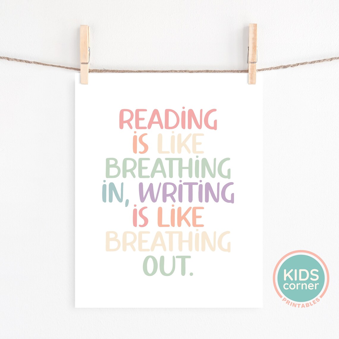 Reading Is Like Breathing, Rainbow Classroom Art Print - Image 3