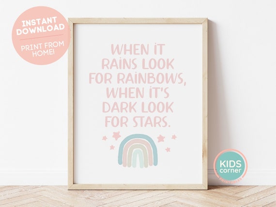 When It Rains Look For Rainbows When Its Dark Look For Stars Oscar Wilde Quote Positive Decor Positive Mindset