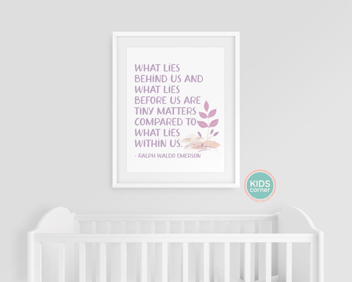 Ralph Waldo Emerson What Lies Within Us Purple Floral Poster - Image 3